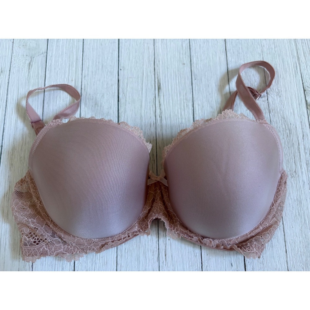 Victoria's Secret Dream Angels Lined Demi Bra 34DD Dusty Rose Lace Trim
